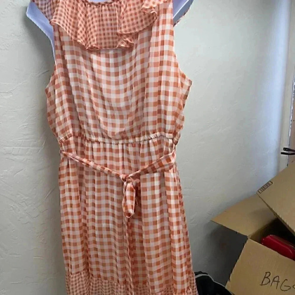 Lauren Conrad Sleeveless Dress orange Gingham Women's plus size 4X - Picture 10 of 14